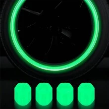4 piezas Gorra de la válvula del neumático con luz nocturna para carro - Verde - Ver 4