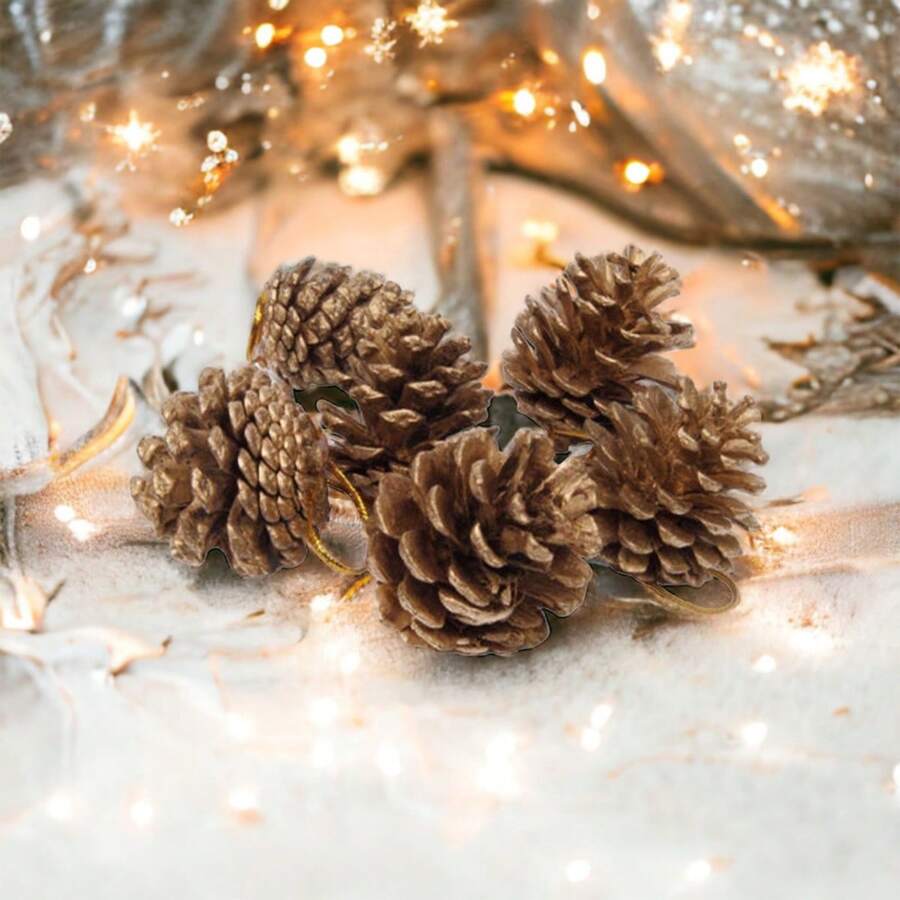 Kit 12 Christmas Pine Cones Decorative Pendants For Christmas Tree End Of Year Parties - Rỉ Nâu - Xem 1