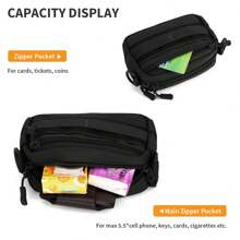 Huntvp® Small Molle Bag Tactical Utility Pouch EDC Additional Bag Military Pouch Molle Mini Tool Bag For Backpack Multifunctional Shoulder Bag Crossbody Shoulder Bag For Hiking Camping - Black - View 6