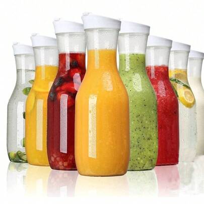 1pc/2pcs/4pcs Round Plastic Water Pitcher With Flip Cap, 1500ml Juice Jug, Transparent Cold Water Bottle For Restaurant Or Bar