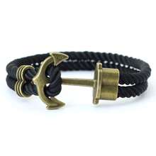 51Luckind Wikinger Herren Armband mit Seil Doppelschicht und einfachem Haken, Punk Schmuckzubehör für ihn, Piraten Nautikal Armband