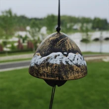 日式风铃铸铁户外装饰品适用于花园、露台和阳台，悬挂式金属风铃装饰礼物，祝福吊坠风铃捕风器 - 彩色 - 查看 11