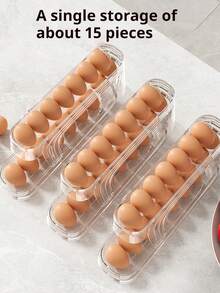 滑盖式鸡蛋盒，冰箱侧门专用双层自动卷蛋机，厨房台面防摔鸡蛋收纳盒，适用于复活节，鸡蛋收纳托盘 - 彩色 - 查看 1