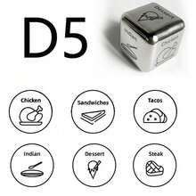 1/5 Trò Chơi Xúc Xắc Thực Phẩm, Xúc Xắc Quyết Định Thực Phẩm, Chất Liệu Thép, Đạo Cụ Trò Chơi Kỷ Niệm Cặp Đôi, Trò Chơi Xúc Xắc Ngày Đêm, Trò Chơi Tiệc Ngày Lễ Quà Tặng Sáng Tạo - Bạc - Xem 15