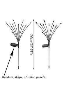 2pcs/Set Swing Solar-Powered LED Firefly Decor Lawn Lamp With 8/10 Lights, Garden Yard Decorative Festive Lighting (Random Solar Panel Switch) - Multicolor - View 10