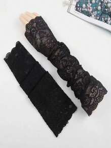 زوج من أكمام الحماية من الشمس الأنيقة للنساء، أكمام ذراع من الدانتيل والحرير المثلج للقيادة والحماية من الأشعة فوق البنفسجية، عرس