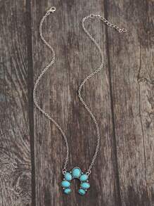 Bộ trang sức khảm ngọc lam hình chữ U theo phong cách phương Tây mới và cổ điển và sáng tạo - Màu Bạc Cổ - Xem 7