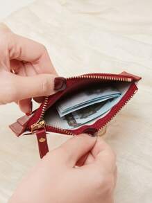 MIYIN Fashion Two Tone Coin Slim Lightweight Portable Cash Card Card Coin Pocket Malist Zipper Wallet With Card Slot Window For Birthday Gift Lady Girls Teenagers For College Student School Student Bag School Supplies For School Dorm Room & Back To School (Wine Red) License Holder Card Holder Wallet Business Card Holder Credit Card Holder Id Card Holder Women For Women Wallet Mini Wallet Purse Wallet Card Wallet - Burgundy - View 6