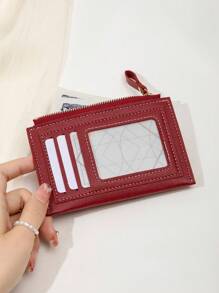 MIYIN Fashion Two Tone Coin Slim Lightweight Portable Cash Card Card Coin Pocket Malist Zipper Wallet With Card Slot Window For Birthday Gift Lady Girls Teenagers For College Student School Student Bag School Supplies For School Dorm Room & Back To School (Wine Red) License Holder Card Holder Wallet Business Card Holder Credit Card Holder Id Card Holder Women For Women Wallet Mini Wallet Purse Wallet Card Wallet - Burgundy - View 4