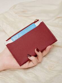 MIYIN Fashion Two Tone Coin Slim Lightweight Portable Cash Card Card Coin Pocket Malist Zipper Wallet With Card Slot Window For Birthday Gift Lady Girls Teenagers For College Student School Student Bag School Supplies For School Dorm Room & Back To School (Wine Red) License Holder Card Holder Wallet Business Card Holder Credit Card Holder Id Card Holder Women For Women Wallet Mini Wallet Purse Wallet Card Wallet - Burgundy - View 3