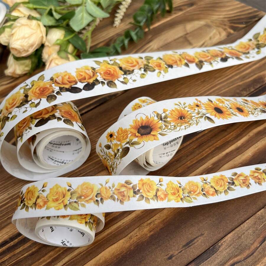 3 Cuộn/Bộ Bộ Băng Washi Phong Cảnh Hoa, Thiết Kế Cây Hoa Lãng Mạn Để Làm Album Ảnh, Viết Nhật Ký, Trang Trí Gói Quà - Nhiều màu - Xem 1