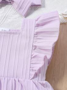 Body de volantes con cuello cuadrado de unicolor para niña bebé en verano