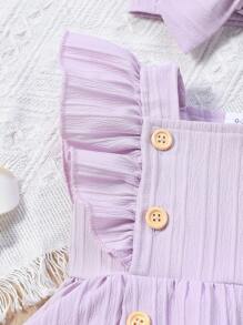 Body de volantes con cuello cuadrado de unicolor para niña bebé en verano