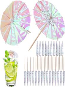 30/50 件鸡尾酒雨伞、饮酒伞、鸡尾酒遮阳伞、饮料装饰伞、饮料开胃菜派对装饰用品、蛋糕装饰、蛋糕装饰、蛋糕装饰、蛋糕装饰工具 - 彩色 - 查看 3