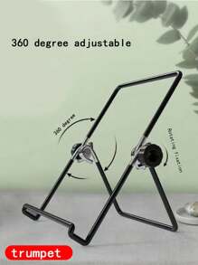 1 件折叠式桌面冷却支架，适用于 iPad/平板电脑/手机，360° 可旋转懒散支架，带铁丝 - 黑色 - 查看 2