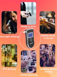 GREENWON 1台专业酒精测试仪，数字酒精检测仪，液晶屏显示三个单位数值 - 黑色 - 查看 5
