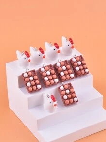 10pcs/Pack Mix Style Lovely Hen Egg Plate Resin Charms For Women DIY Jewelry Making - Multicolor - View 5