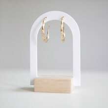 1 件耳环展示架 - 白色亚克力和木质底座，时尚简约的设计，方便的耳环架和珠宝收纳架，适合家庭或珠宝零售使用情人节返校 - 白色 - 查看 1