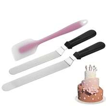 3入組蛋糕刮刀套裝，不銹鋼8/10英寸烘焙刮刀，奶油整平器工具套裝，蛋糕裝飾工具 - 多重規格 - 查看 8