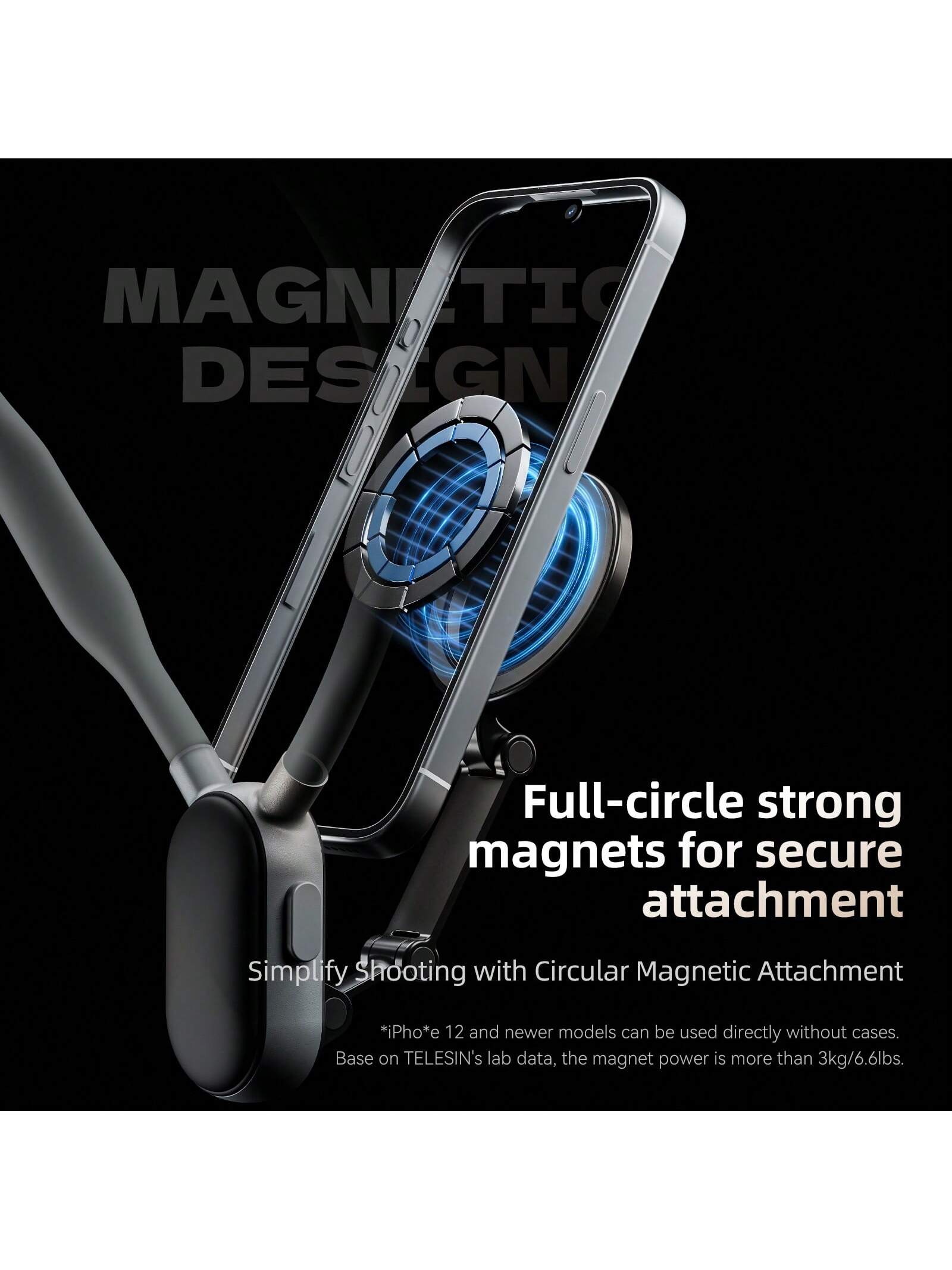 TELESIN جبل عنق مغناطيسي للهواتف الخلوية، حامل هات...