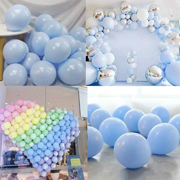 Globos de fiesta azul claro, globos de látex azul macaron para decoración de cumpleaños y fiesta de boda (azul claro) Solamente disponibles globos azul claro en diferentes tamaños de 5/10/12/18 pulgadas Arco corona floral, globos azul claro apropiados para decoración de fiesta de cumpleaños, revelación de género, boda y día de San Valentín de vuelta a la escuela. - Celeste - Añade 6