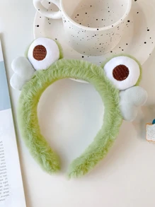 Cute Froggy Plush Hairband For Girls, Ideal For Face Mask And Face Wash Home Bathroom Decor Fall Decor Back To School - Green - View 1