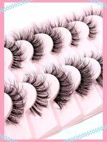 Asiteo 7 Pairs 3D Transparent False Eyelashes With Natural Delicate Faux Mink Lashes, 7 Styles Mixed Fluffy Curly Cat Eye Fake Eyelashes - Black - View 4