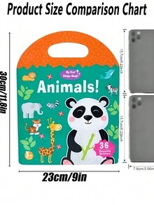 1本兒童認知早期教育啟蒙書，手持式重複貼附手工材料包教育玩具，生動有趣的場景，親子互動遊戲，鍛煉孩子語言表達能力，為孩子準備一份有趣的生日禮物 - 彩色 - 查看 9