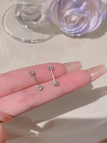 1pair Exquisite & Sparkling Double-End Rhinestone Ball Ear Studs For Ear Piercing - Spherical - View 4