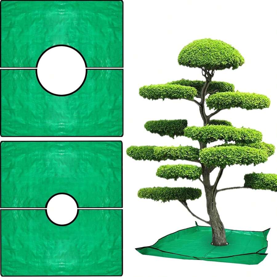 1入園林塗層布，78.74" x 78.74"，帶有扣環的防水花園塗布，適用於剪枝、修剪和落葉的配件 - 綠色 - 查看 1