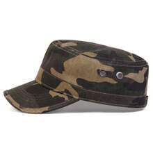 1 Pc Men Camouflage Flat Top Baseball Cap, Adjustable Outdoor Sun Protection Casual Hat For Spring Autumn Travel Beach Party