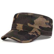 1 Pc Men Camouflage Flat Top Baseball Cap, Adjustable Outdoor Sun Protection Casual Hat For Spring Autumn Travel Beach Party
