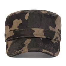 1 Pc Men Camouflage Flat Top Baseball Cap, Adjustable Outdoor Sun Protection Casual Hat For Spring Autumn Travel Beach Party