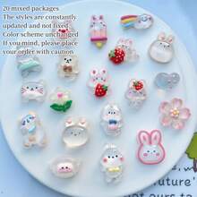 20pcs Mixed-Style Transparent Cartoon Animal Shaped DIY Jewelry Accessories, Stationery, Phone Case, Keychain, Cup, Hole Shoes, Fridge Sticker, Decorative Patch, Sticker Material, With Free Double-Sided Tape - Multicolor - View 16