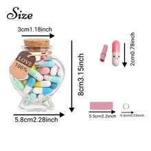 Viên nang thuốc tin nhắn giấy trong lọ ghi chú đáng yêu-viên nang thư quà tặng cho các cặp đôi khuôn mặt cười dễ thương tình yêu tình bạn thư với lọ ước nguyện cho bạn gái bạn trai kỷ niệm sinh nhật ngày lễ tình nhân quà tặng ngày của mẹ - quà tặng mối quan hệ xa, 50 viên nang nhựa tin nhắn trong lọ thủy tinh - Nhiều màu - Xem 3