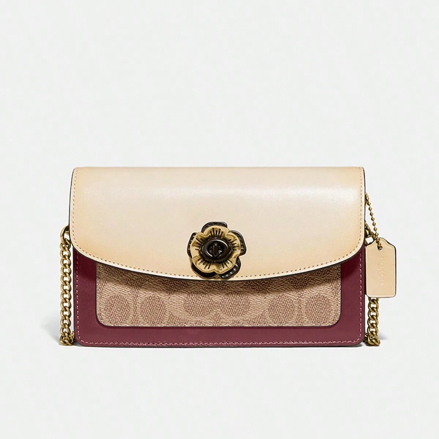 Coach Parker Crossbody 女士斜挎包，采用撞色标志性帆布，带茶玫瑰旋锁 1680 B4QVB