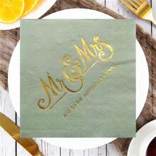20 chiếc, 2 lớp khăn ăn cưới màu xanh lá cây xô thơm, khăn giấy ăn cocktail Mr & Mrs dùng để trang trí tiệc chiêu đãi, tiệc đính hôn, đồ dùng trang trí bàn tiệc bánh tráng miệng, tiệc cô dâu và chú rể, tiệc Giáng sinh - Như thể hiện trong hình ảnh - Xem 8