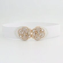 1 Peça Cinto Elástico Largo Feminino com Fivela em Formato de Rosa, Cinto Decorativo para Vestido, Cinto Elástico Ajustável para Verão, Escola, Outono, Halloween - Multicolorido - Visão 13