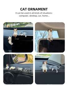 微型猫雕像，适用于家庭、汽车、办公室装饰、生日和节日礼物、微型景观 - 彩色 - 查看 4