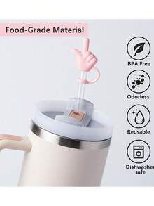 4Pcs Rock Paper Scissors Game Straw Cover Cap For  Cup, 10mm Reusable Cute Pink Drinking Straw Topper Accessories, Portable Protector Plugs Decorations Gifts For Party Favors - Multicolor - View 9