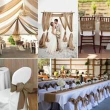 10Mx30CM Hessian Table Runners Hessian Roll Fabric Burlap Jute Rustic Wedding,Burlap Ribbon Versatile,Ideal For Decorating Chair,Table And Some Craft Choices,Add Pretty Scenery In Your Wedding,Home,Party Or Any Occasions.