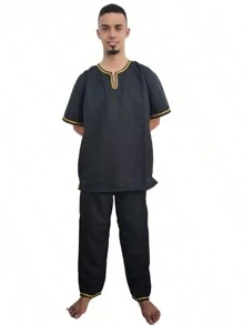 Men T-Shirt Co-Ords - 金色 - 查看 1