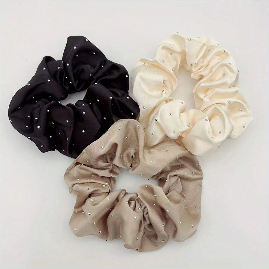 Women's Satin Hair Scarf & Scrunchie Set, Softer Than Silk, Valentine's Day Gift, Large Ponytail Holder - Pack Of 3, Diamond Summer Style - Multicolor - View 1