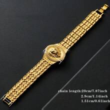1pc Hip-Hop Lion Head Handheld Design Fashion Gold-Plated Bangle Bracelet For Women And Men, Luxurious Retro Cuff Decoration, Unique Accessory Gift