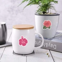100 piezas de pegatinas de flores de hibisco de vinilo de estética de graffiti para scrapbooking, diario, portátil, parachoques, patineta, botella de agua, computadora, teléfono, dibujos animados, casco, pegatinas y calcomanías de automóviles