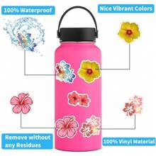 100 piezas de pegatinas de flores de hibisco de vinilo de estética de graffiti para scrapbooking, diario, portátil, parachoques, patineta, botella de agua, computadora, teléfono, dibujos animados, casco, pegatinas y calcomanías de automóviles