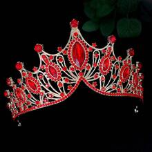 紅色新娘皇冠頭飾，適用於婚禮、生日、初次亮相舞會或正式場合 - 紅色 - 查看 5