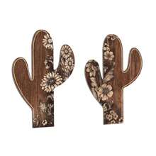 2pcs Putuo Decor Cactus Shaped Sign, Mexico Style Dark Wooden Wall Decoration, Suitable For Home Farmhouse Coffee Shop, 15.7 X 10.6 Inches,Home Decor ,Room Decor,Wall Decor Gifts Birthday Graduation