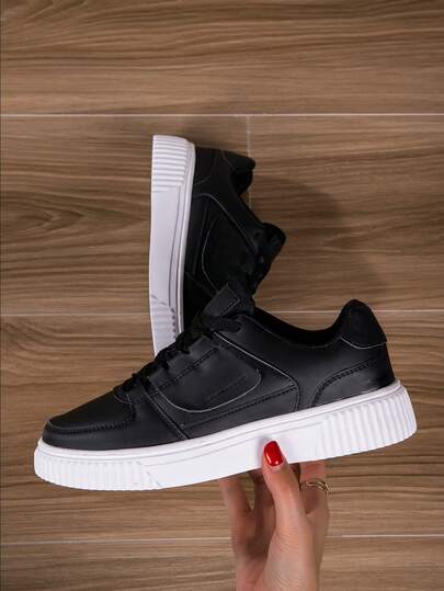 Black And White Minimalist Campus Style Sneakers, Outdoor Summer Sporty Shoes For Fashion Casual Wear, Holiday/Birthday Gifts