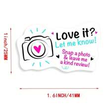 100PCS Love It Let Me Know With Cute Camera Design Stickers 1.6 Inch Thank You Stickers,Bakeries Stickers,Handmade Stickers,Small Business Stickers, Envelopes Stickers, Gift Bags Packaging Back To School - White - View 3
